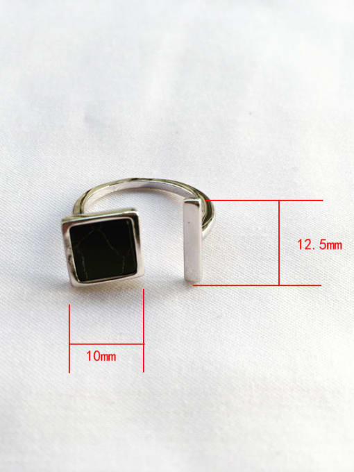 J23 black pine ring 925 Sterling Silver Imitation Pearl White Square Minimalist Free Size Band Ring