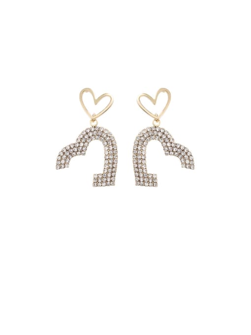 Girlhood Alloy With Imitation Gold Plated Simplistic Irregular Flash Diamond Love  Cluster Earrings 0