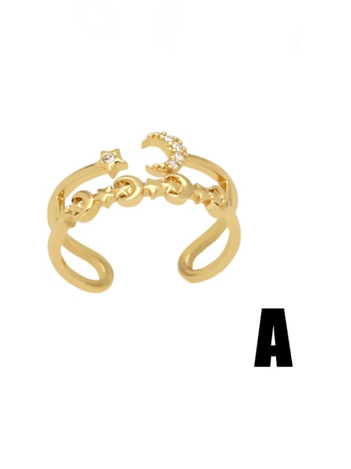 A Brass Cubic Zirconia Leaf Hip Hop Band Ring
