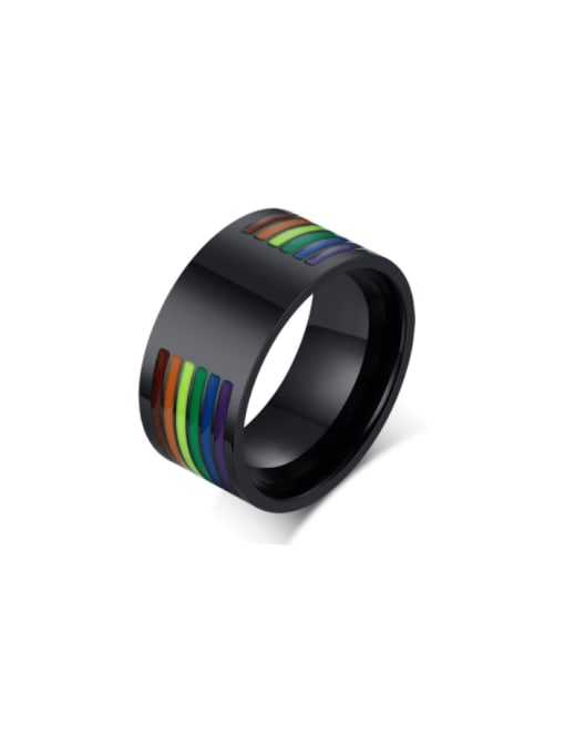 Black Stainless steel Enamel Geometric Minimalist Band Ring