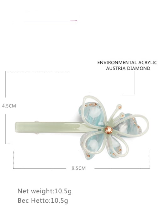Fresh green Cellulose Acetate Minimalist Butterfly Zinc Alloy Spring clip Hair Barrette