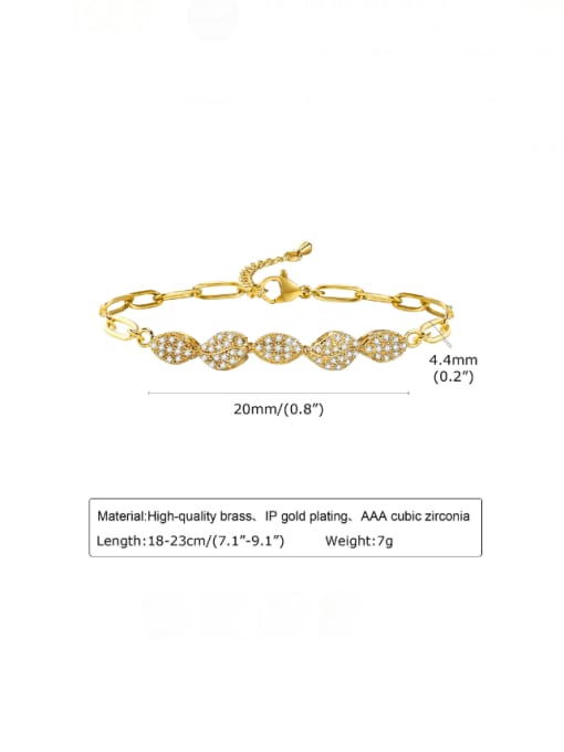 PBR 055G Brass Cubic Zirconia Geometric Hip Hop Adjustable Bracelet