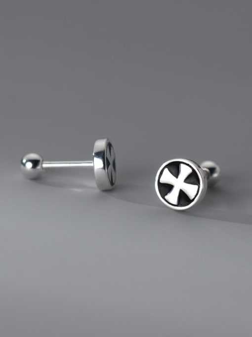 Rosh 925 Sterling Silver Cross Minimalist Stud Earring