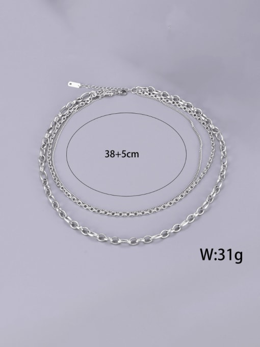 A TEEM Titanium Steel Geometric  Chain Minimalist Multi Strand Necklace 1