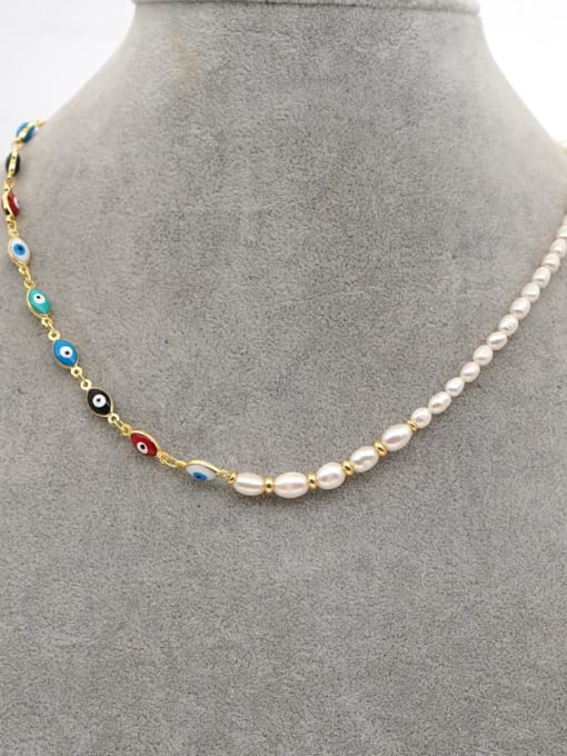 Roxi Stainless steel Freshwater Pearl Multi Color Irregular Bohemia Necklace 2