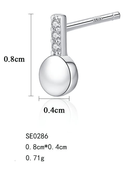 CCUI 925 Sterling Silver Rhinestone Smooth Round Minimalist Stud Earring 4