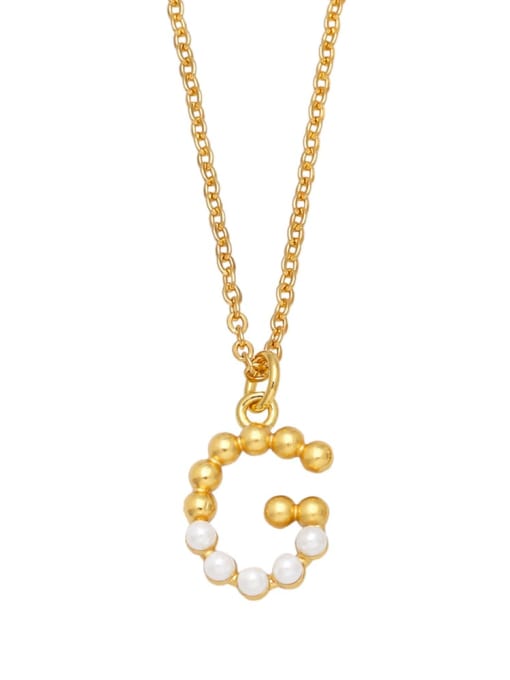 G Brass Imitation Pearl Letter Minimalist Necklace