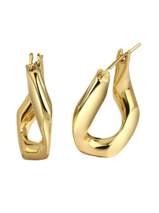 Gold twisted Earrings Brass Twist  Geometric Minimalist Stud Earring