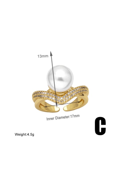 C Brass Cubic Zirconia Geometric Hip Hop Band Ring