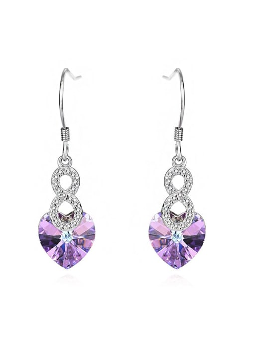 JYEH 010 (gradual purple) 925 Sterling Silver Austrian Crystal Heart Classic Hook Earring
