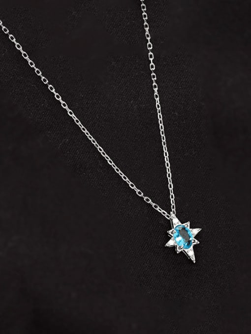 BeiFei Minimalism Silver 925 Sterling Silver Cubic Zirconia Star Minimalist Necklace 3