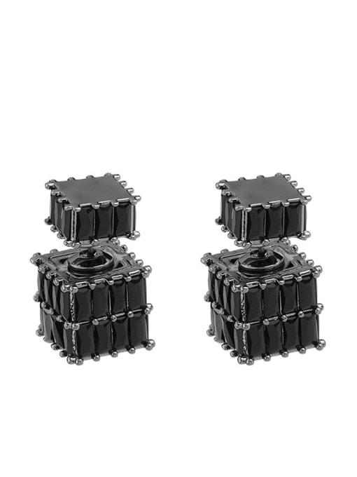 Luxu Brass Cubic Zirconia Square Luxury Cluster Earring 3