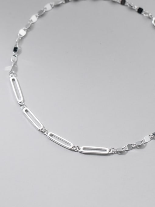 Rosh 925 Sterling Silver Hollow Geometric Minimalist Anklet 1