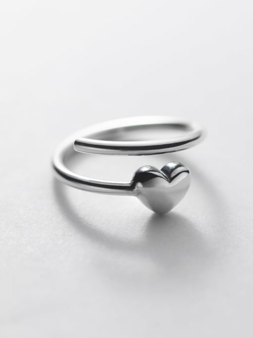 Rosh 925 Sterling Silver Heart Minimalist Double Layer Band Ring 1