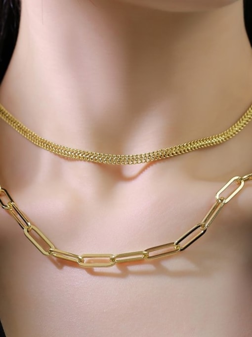 Folding chain Brass Hollow Geometric chain  Ethnic  Folding Chain Necklace