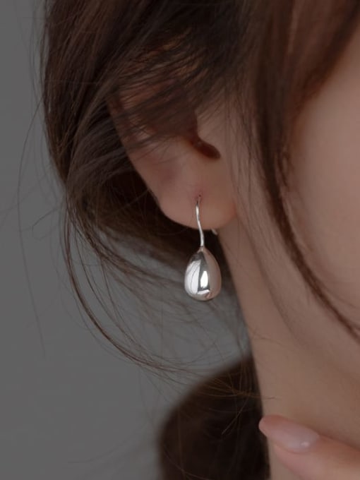 Rosh 925 Sterling Silver Water Drop Minimalist Hook Earring 1