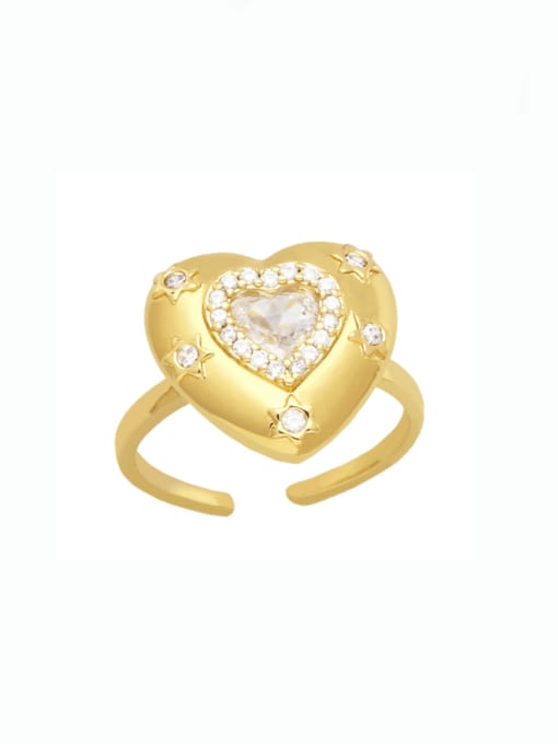white Brass Cubic Zirconia Heart Vintage Band Ring