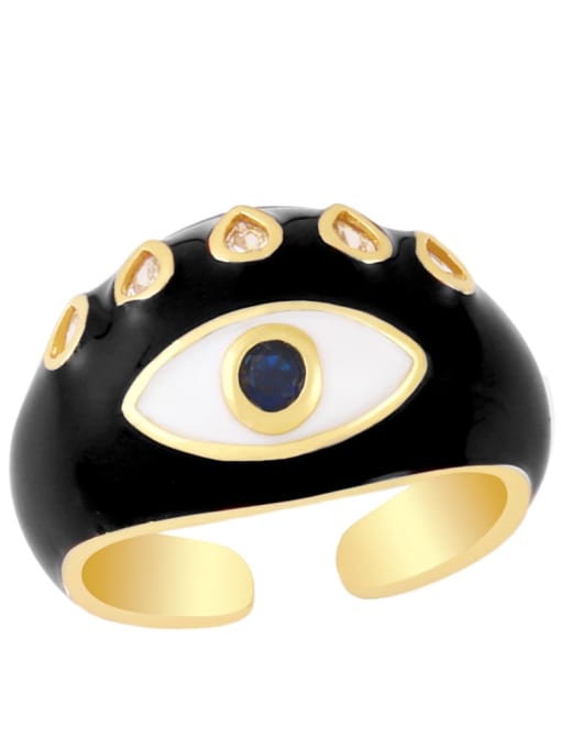 black Brass Enamel Evil Eye Vintage Band Ring