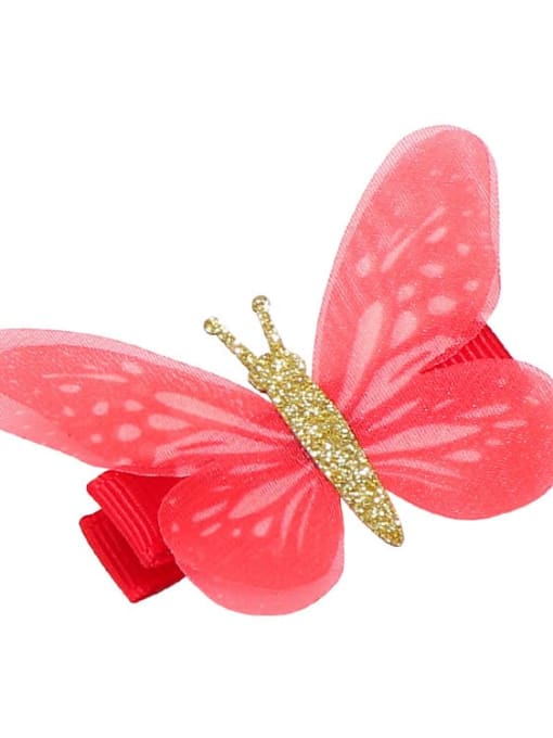 5 Alloy Fabric Cute Butterfly  Multi Color Hair Barrette