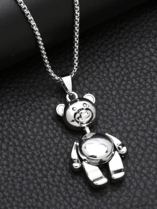 CC Stainless steel Chain Alloy Pendant  Bear Hip Hop Long Strand Necklace 2