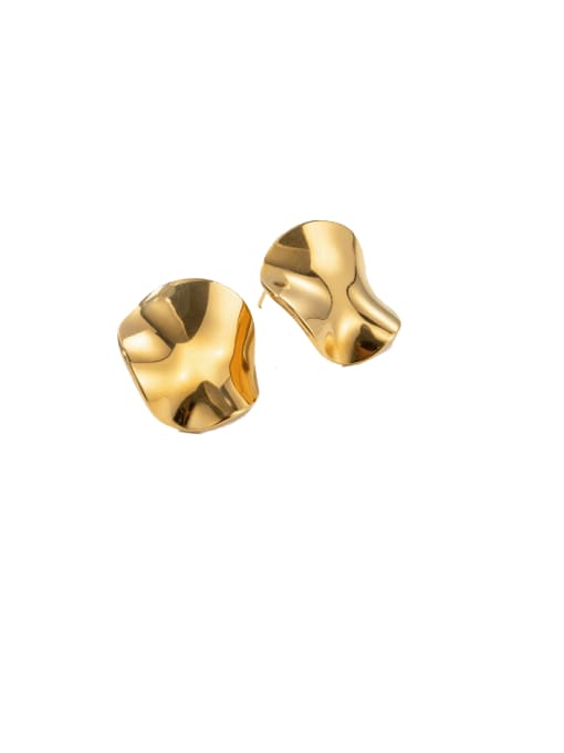 18K gold Titanium Steel Geometric Hip Hop Stud Earring