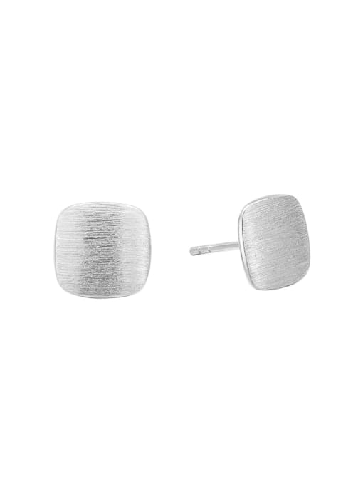 Platinum 925 Sterling Silver Square Minimalist Stud Earring