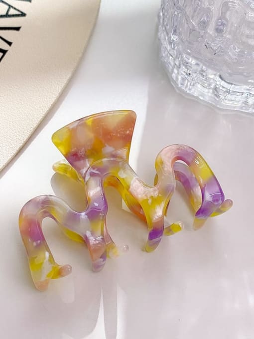 Yellow purple 6cm Cellulose Acetate Trend Irregular Alloy Multi Color Jaw Hair Claw