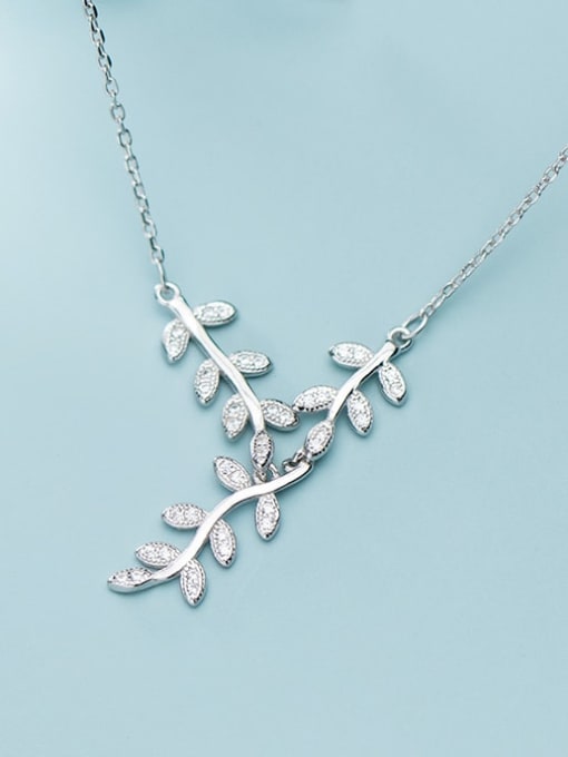 Rosh 925 Sterling Silver Cubic Zirconia Leaf Dainty Necklace 0