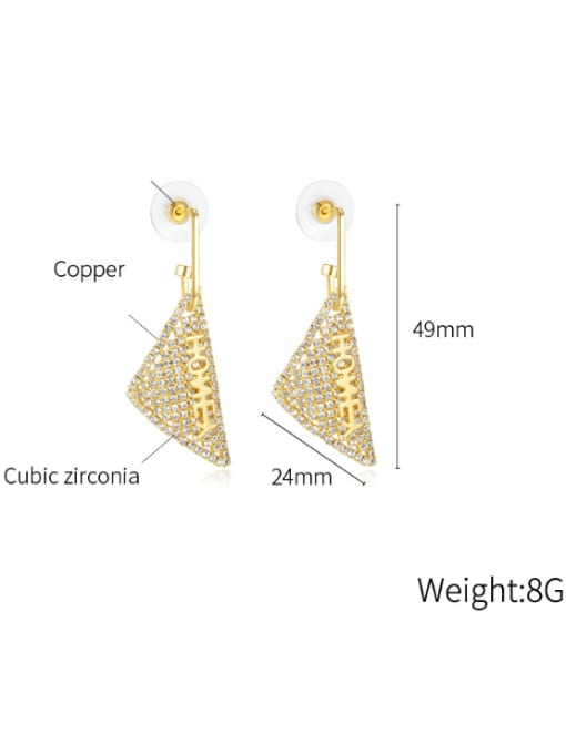 Open Sky Brass Cubic Zirconia Tassel Triangle Minimalist Drop Earring 2