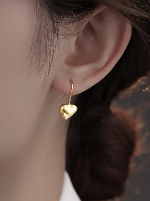 BeiFei Minimalism Silver 925 Sterling Silver Heart Minimalist Hook Earring 1