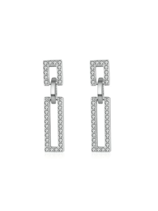 RINNTIN 925 Sterling Silver Cubic Zirconia Geometric Minimalist Drop Earring 0