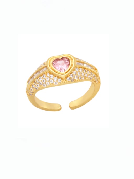CC Brass Cubic Zirconia Heart Vintage Band Ring 3