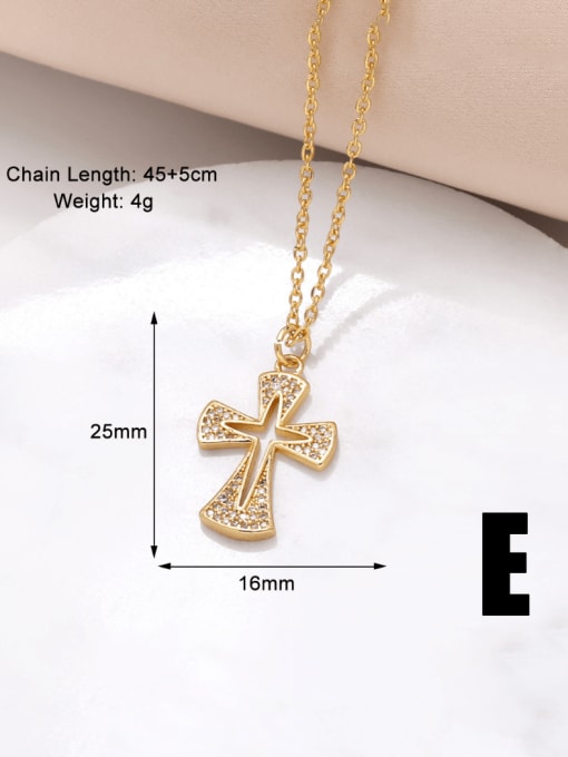 E Brass Cubic Zirconia Cross Hip Hop Regligious Necklace