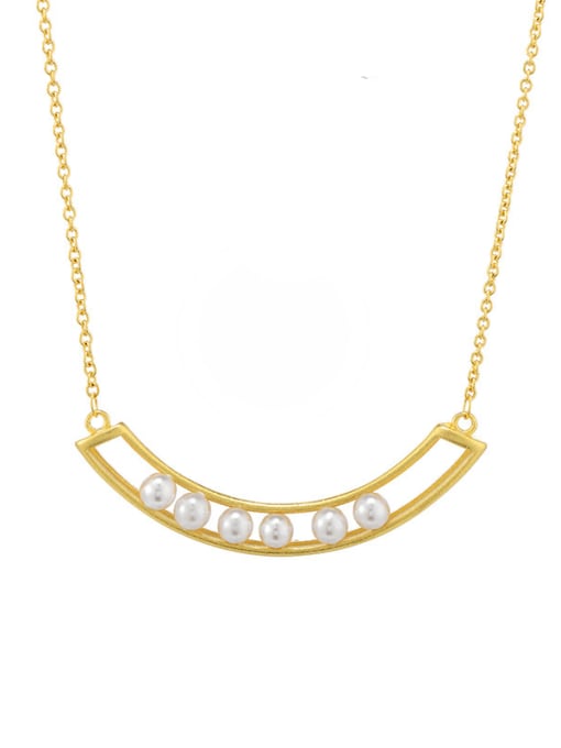 24k gold Copper Alloy Imitation Pearl Geometric Minimalist Necklace