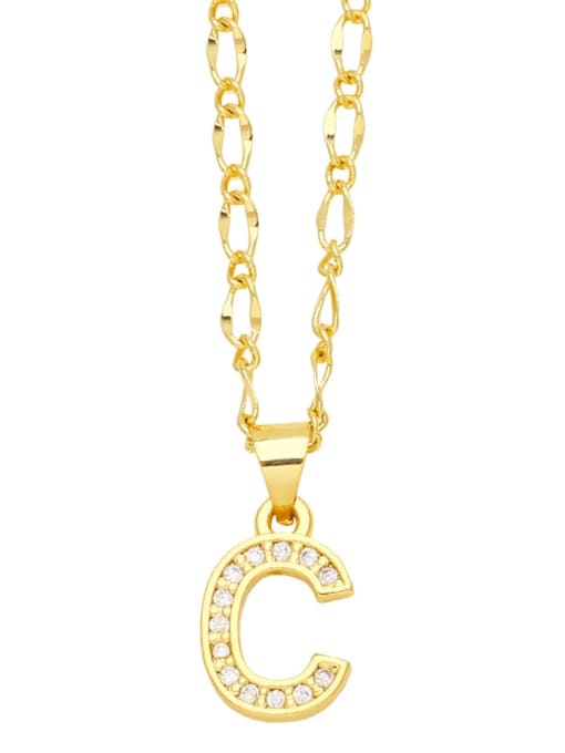 CC Brass Cubic Zirconia Letter Hip Hop Necklace 3