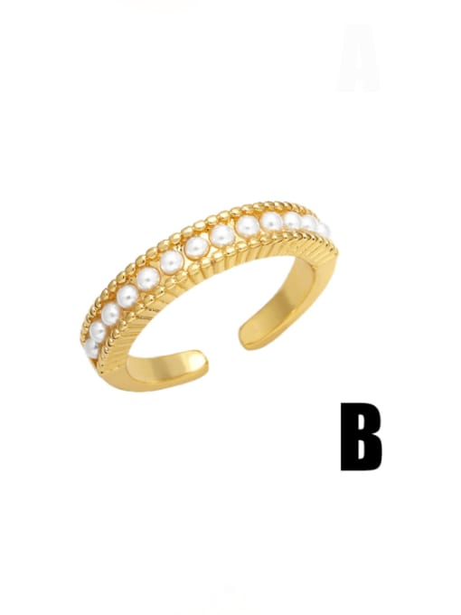 B Brass Enamel Evil Eye Cute Stackable Ring