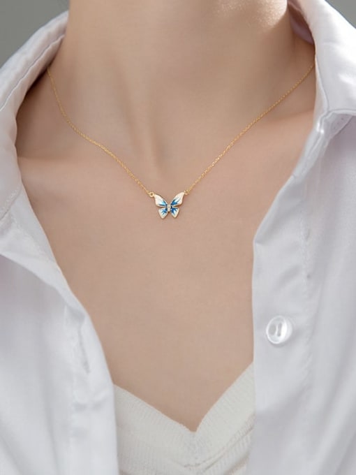 Rosh 925 Sterling Silver Enamel Butterfly Minimalist Necklace 3