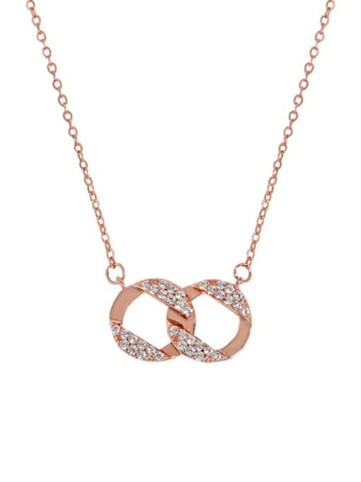 Rose Gold 925 Sterling Silver Cubic Zirconia Geometric Minimalist Necklace