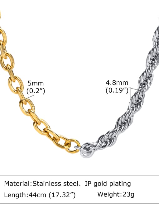 CONG Stainless steel Geometric Hip Hop Twist  Chain Necklace 2