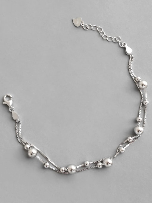 DAKA 925 Sterling Silver Bead Round Minimalist Beaded Bracelet