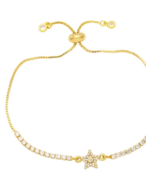 white Brass Cubic Zirconia Pentagram Vintage Adjustable Bracelet