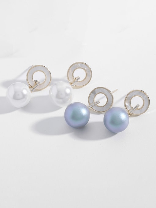 Luxu Brass Shell Bead Geometric Minimalist Drop Earring 0