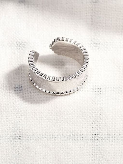 HAHN 925 Sterling Silver  Vintage Round bead Wide face  Band Ring 0