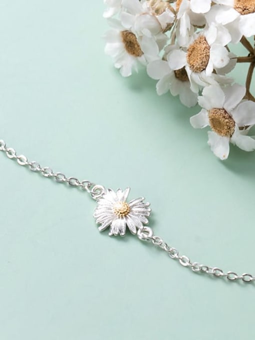 Rosh 925 Sterling Silver Flower Minimalist Link Bracelet 1