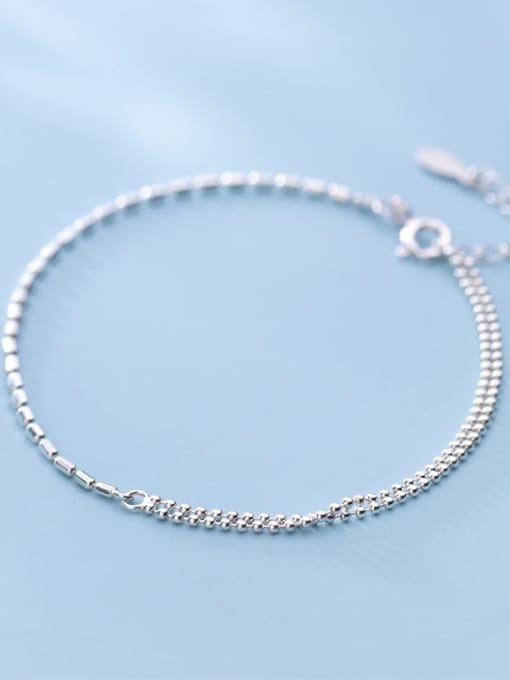 Rosh 925 Sterling Silver Bead Round Minimalist Link Bracelet 0
