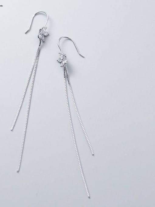 Rosh 925 Sterling Silver Flowers Tassel Minimalist Threader Earring 1