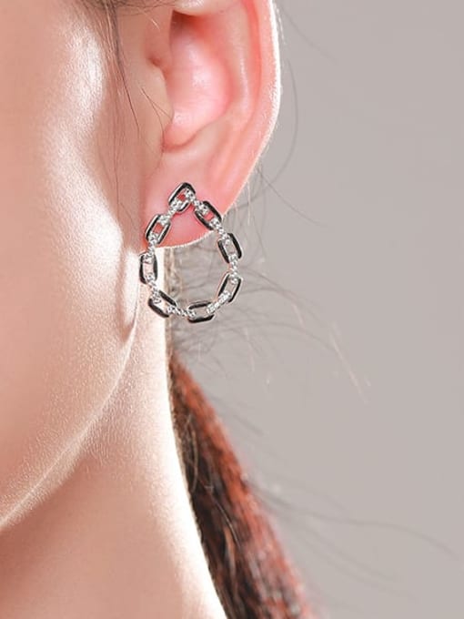 MODN 925 Sterling Silver Cubic Zirconia Water Drop Dainty Huggie Earring 1