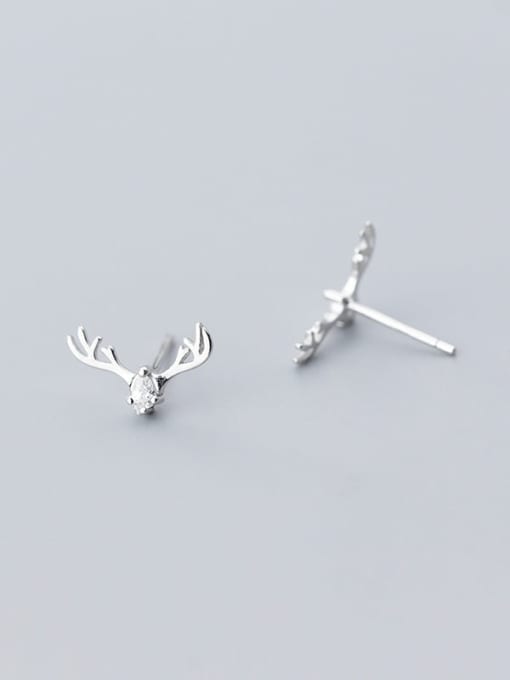 Rosh 925 Sterling Silver Cubic Zirconia  Fashion Simple Cute Elk Stud Earring 2