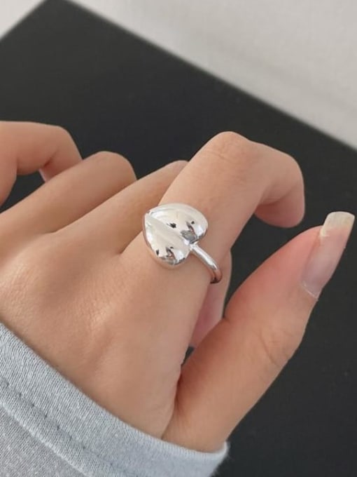 Boomer Cat 925 Sterling Silver Heart Minimalist Band Ring 1