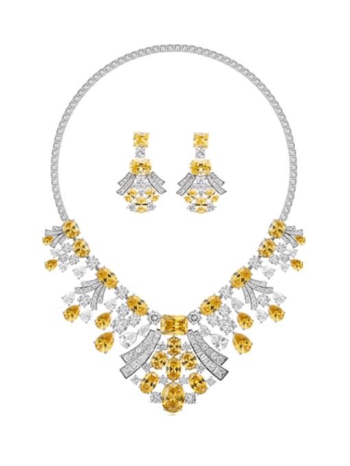 L.WIN Brass Cubic Zirconia Water Drop Luxury Tassel Necklace 3